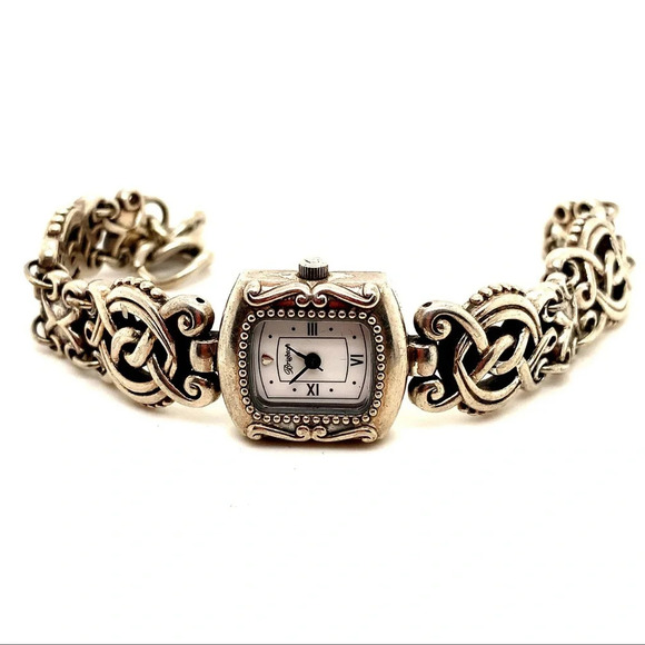 Brighton Rosarita watch.  New battery silver plated.  Beautiful square face. - Picture 3 of 7